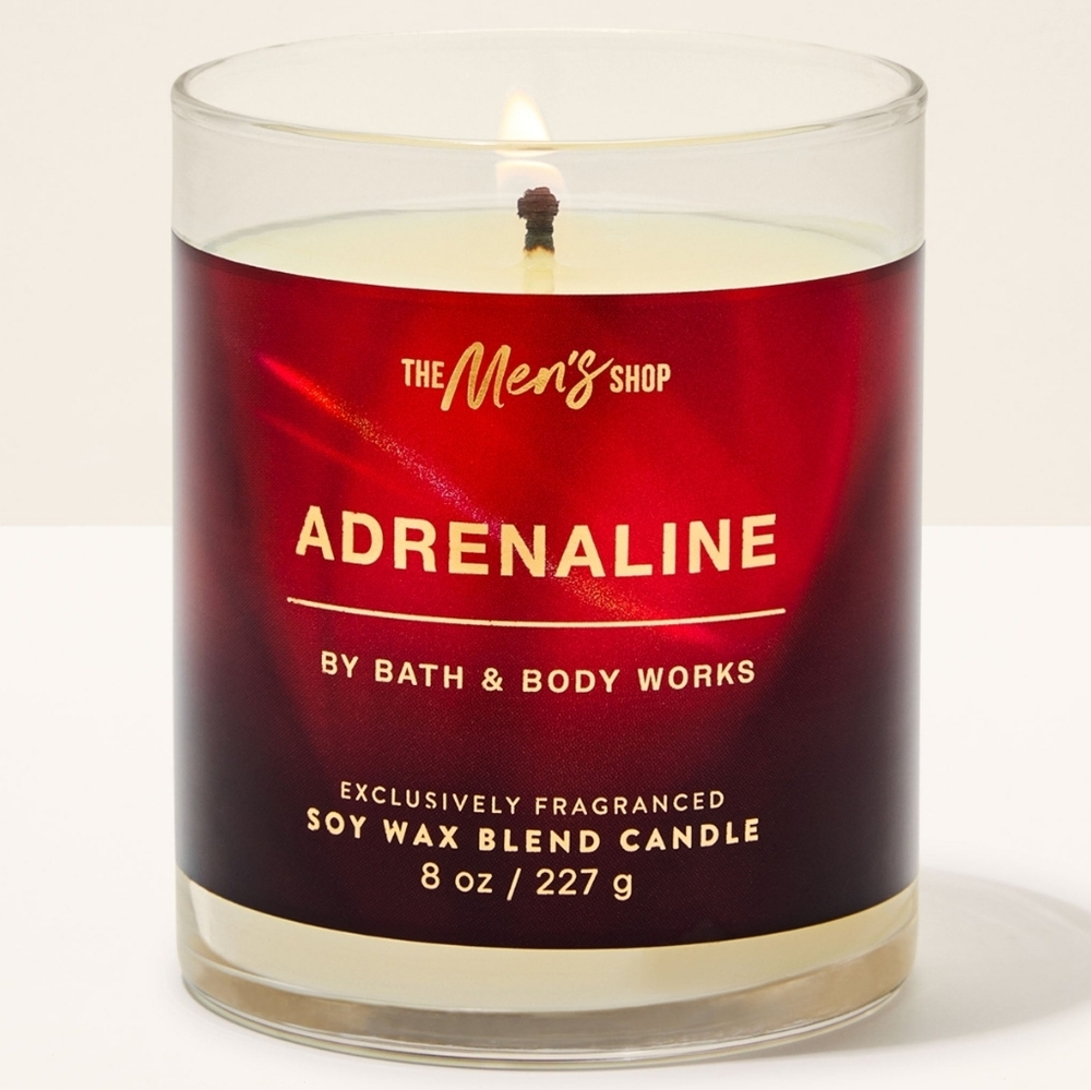 Bath & Body Works Men's Adrenaline Single Wick Candle 8oz NEW - Picture 1 of 5